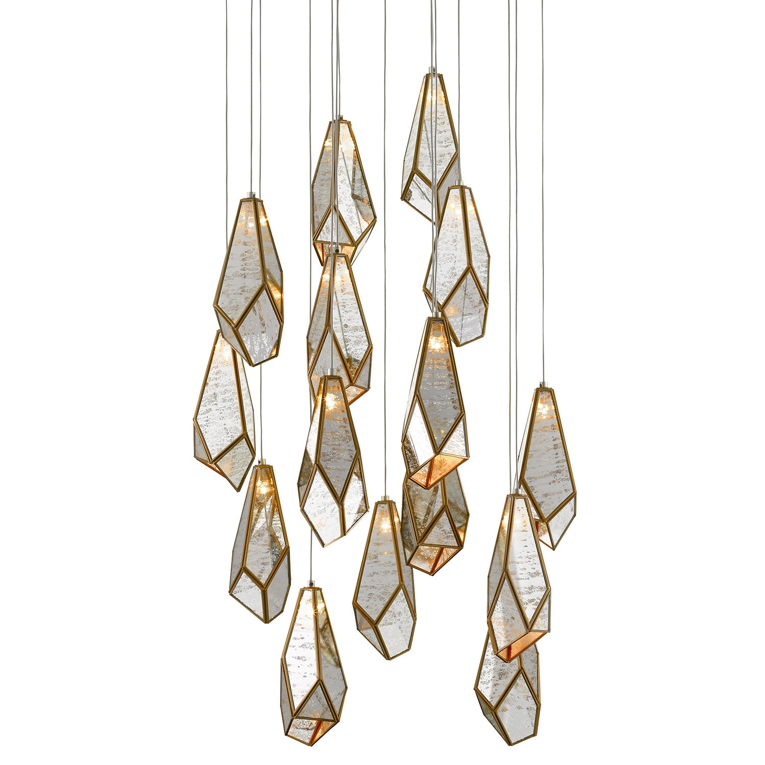 Currey & Co Glace Round  15-Light Multi-Drop Pendant
