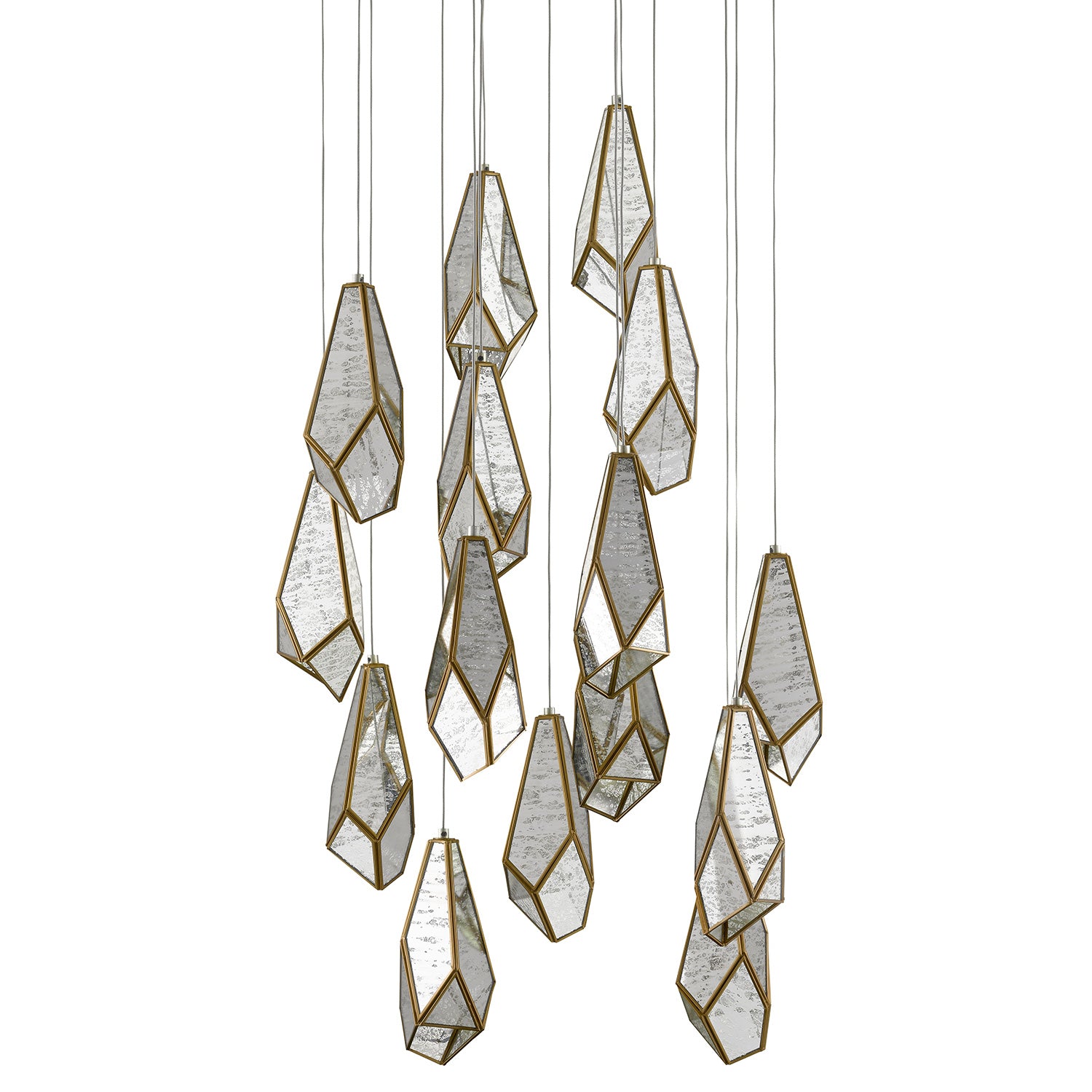 Currey & Co Glace Round  15-Light Multi-Drop Pendant