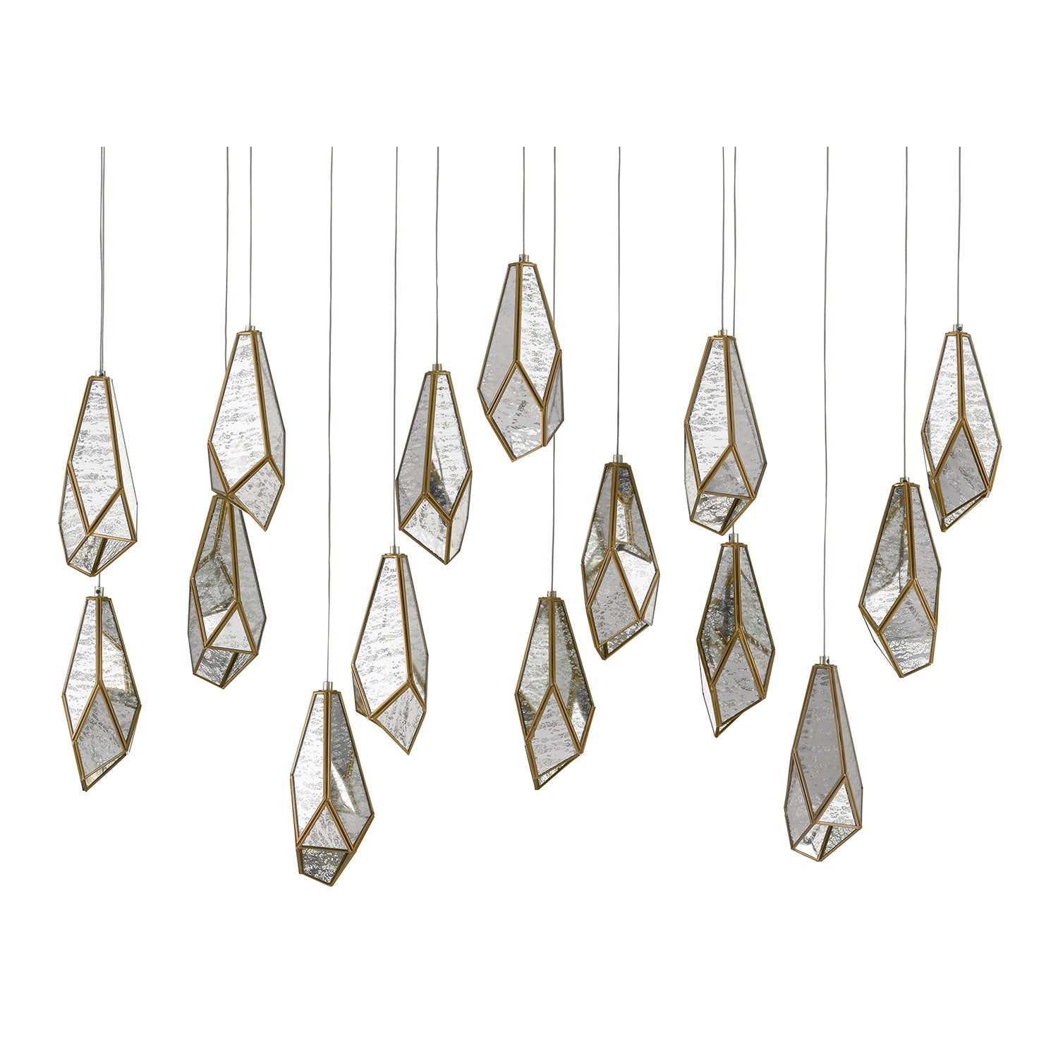 Currey & Co Glace Rectangular 15-Light Multi-Drop Pendant