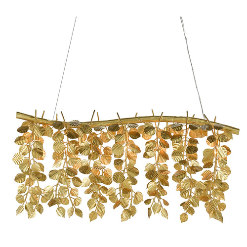 Aviva Stanoff for Currey & Co Golden Eucalyptus Rectangular Chandelier - Final Sale