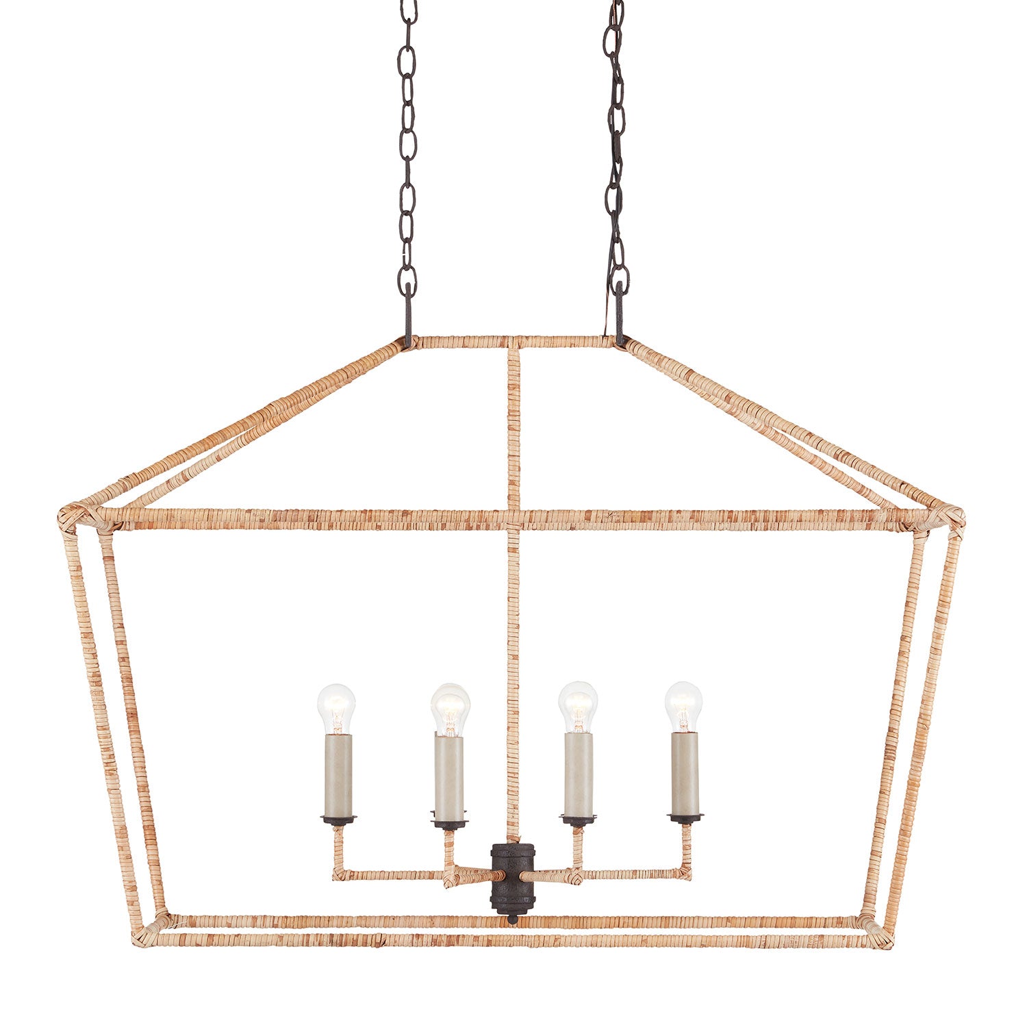 Currey & Co Denison Rattan Rectangular Lantern