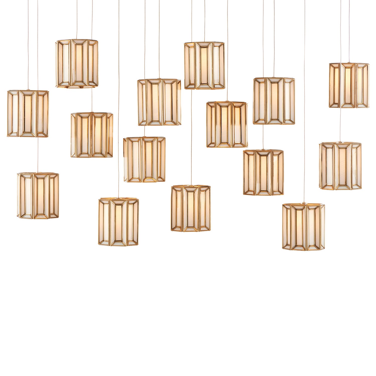 Currey & Co Daze Rectangular 15-Light Multi-Drop Pendant