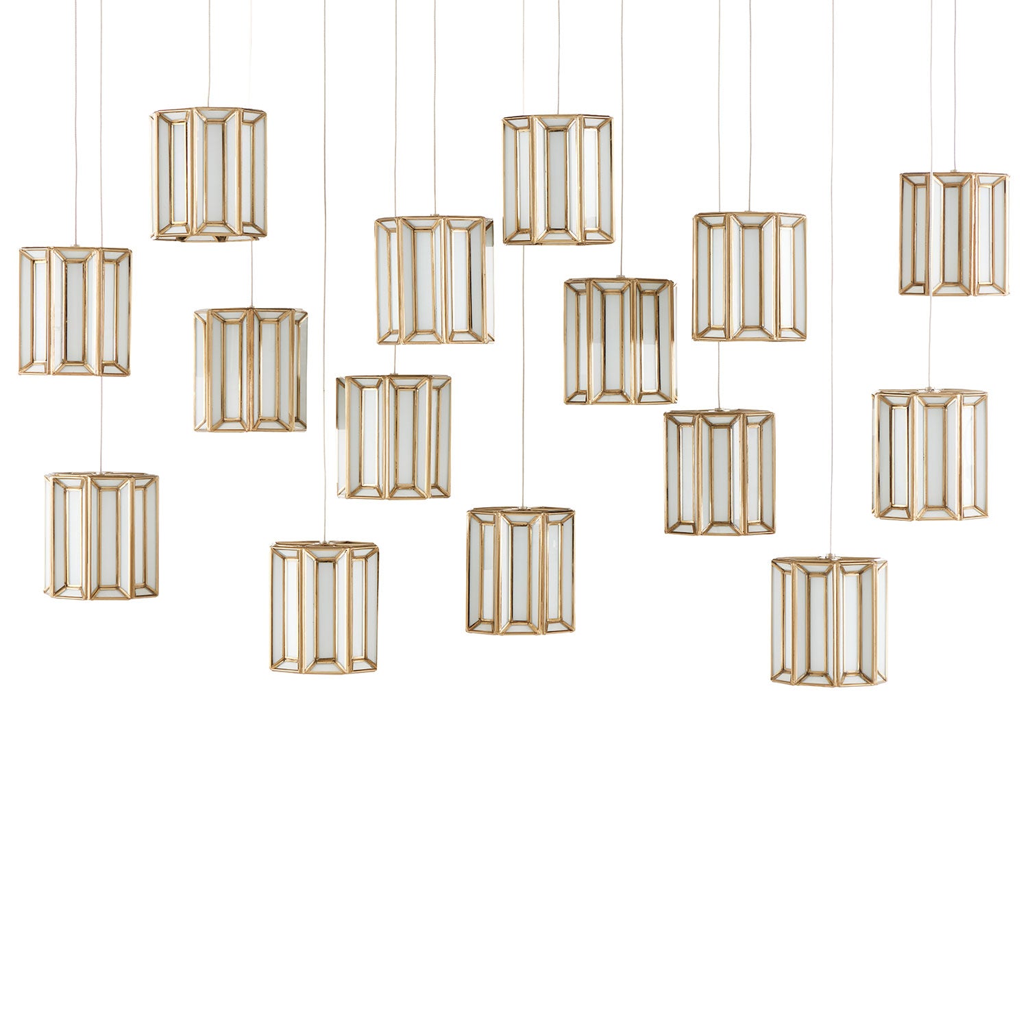 Currey & Co Daze Rectangular 15-Light Multi-Drop Pendant