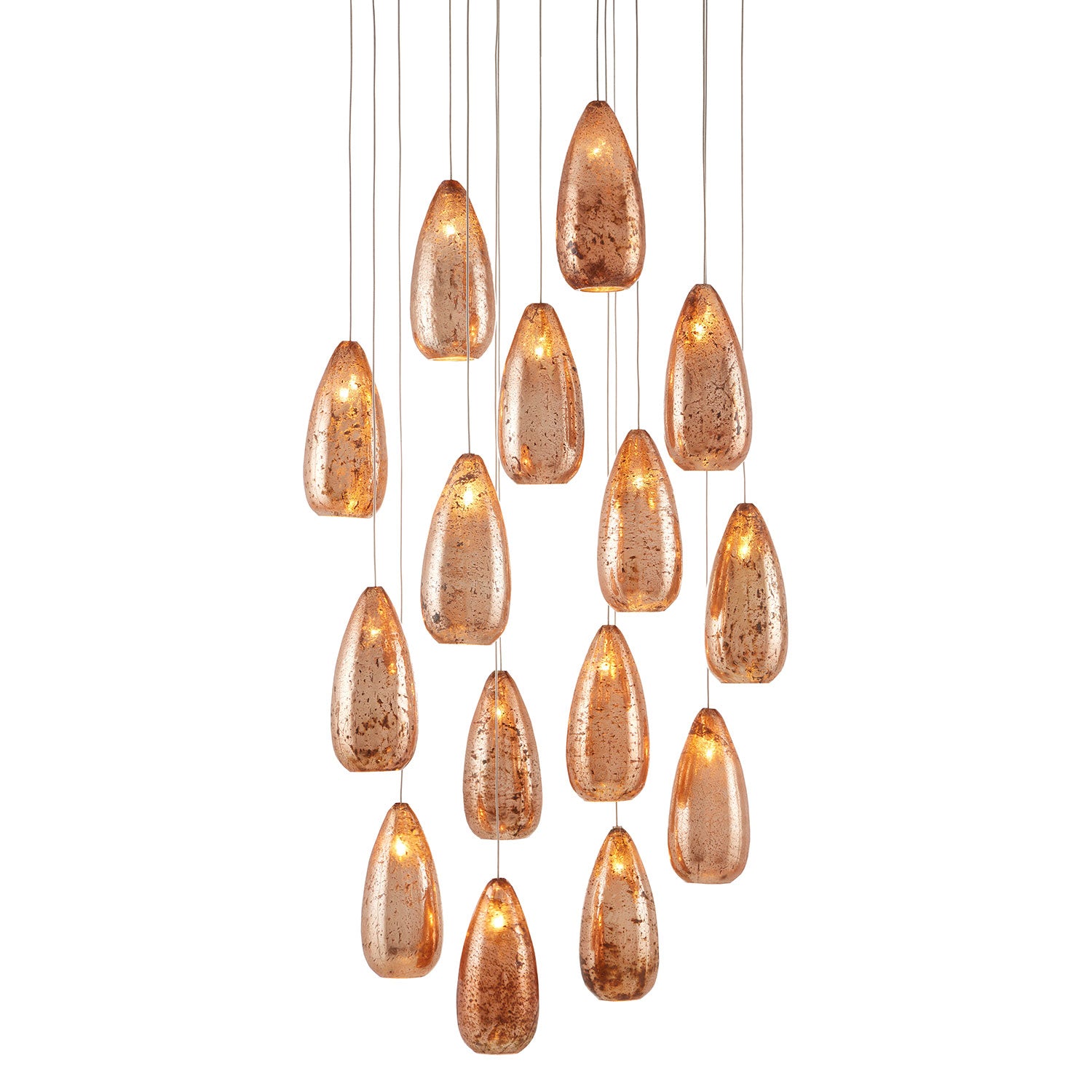 Currey & Co Rame Round 15-Light Multi-Drop Pendant