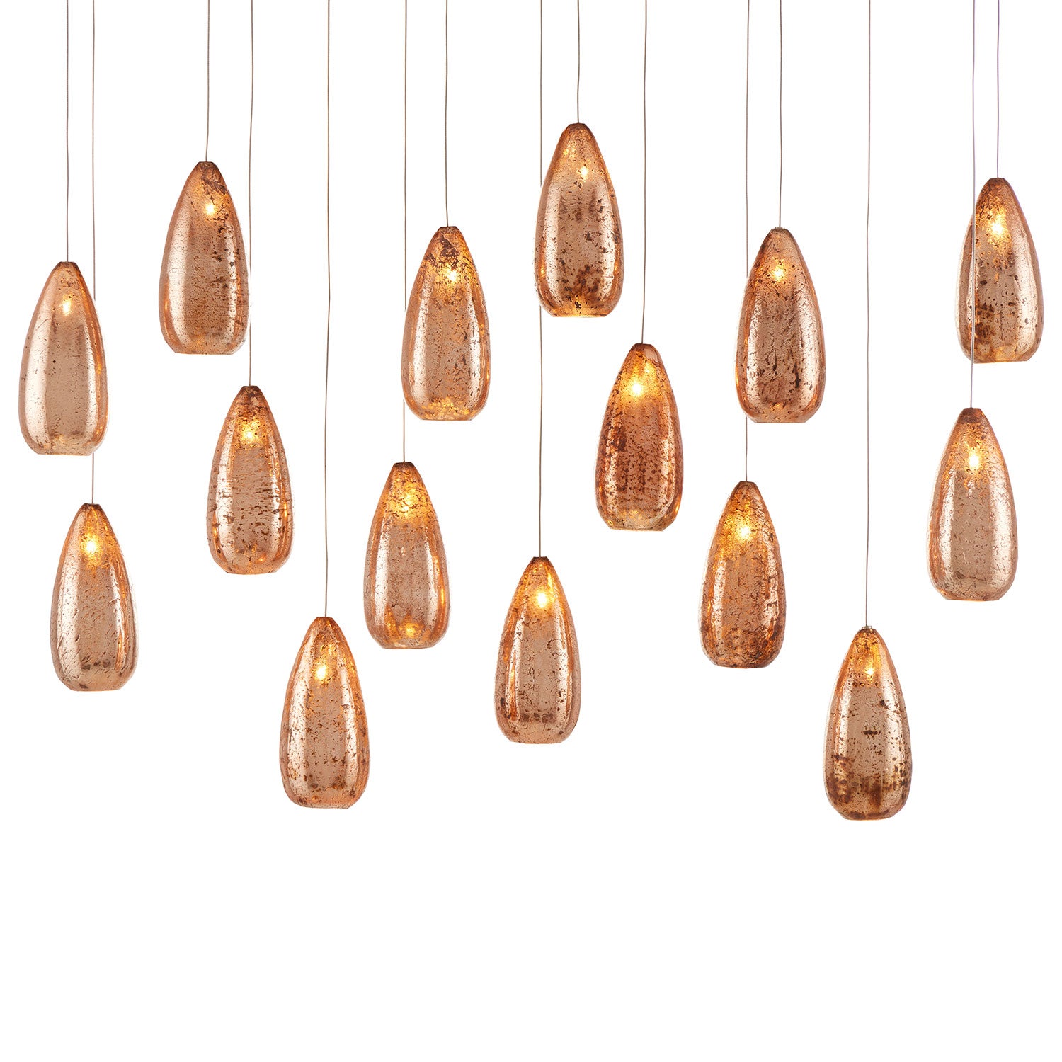 Currey & Co Rame Rectangular 15-Light Multi-Drop Pendant