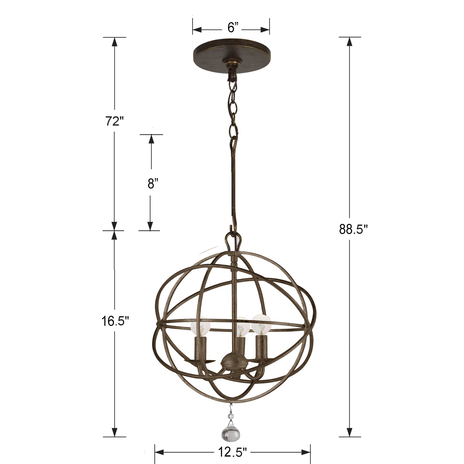 Crystorama Solaris 3-Light Mini Chandelier