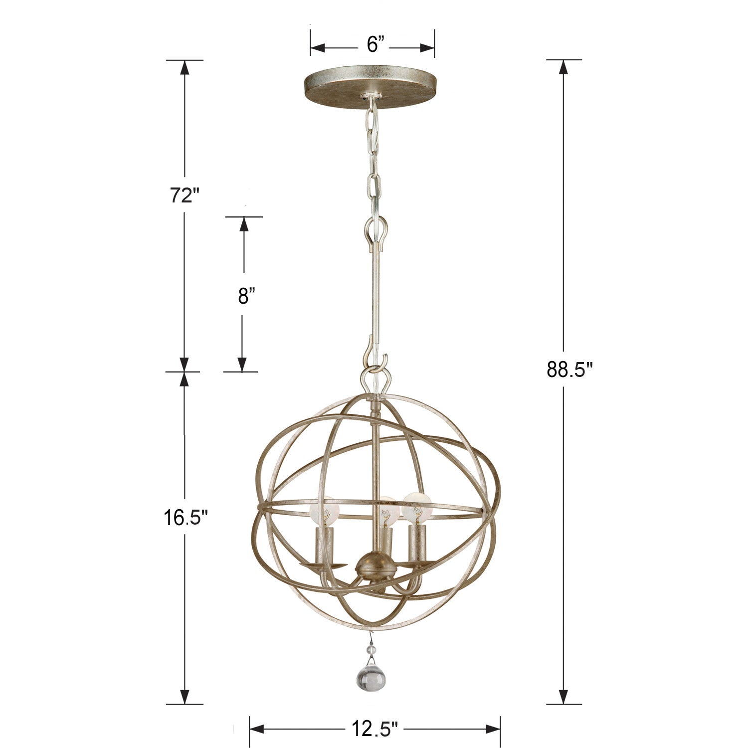 Crystorama Solaris 3-Light Mini Chandelier