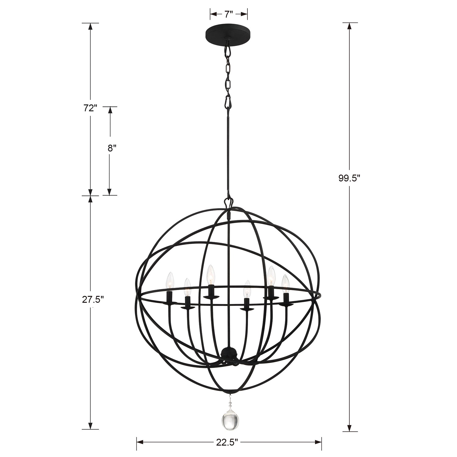 Crystorama Solaris 9226 6-Light Sphere Chandelier