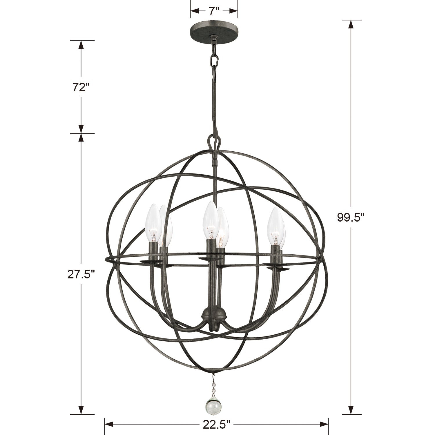 Crystorama Solaris 9226 6-Light Sphere Chandelier