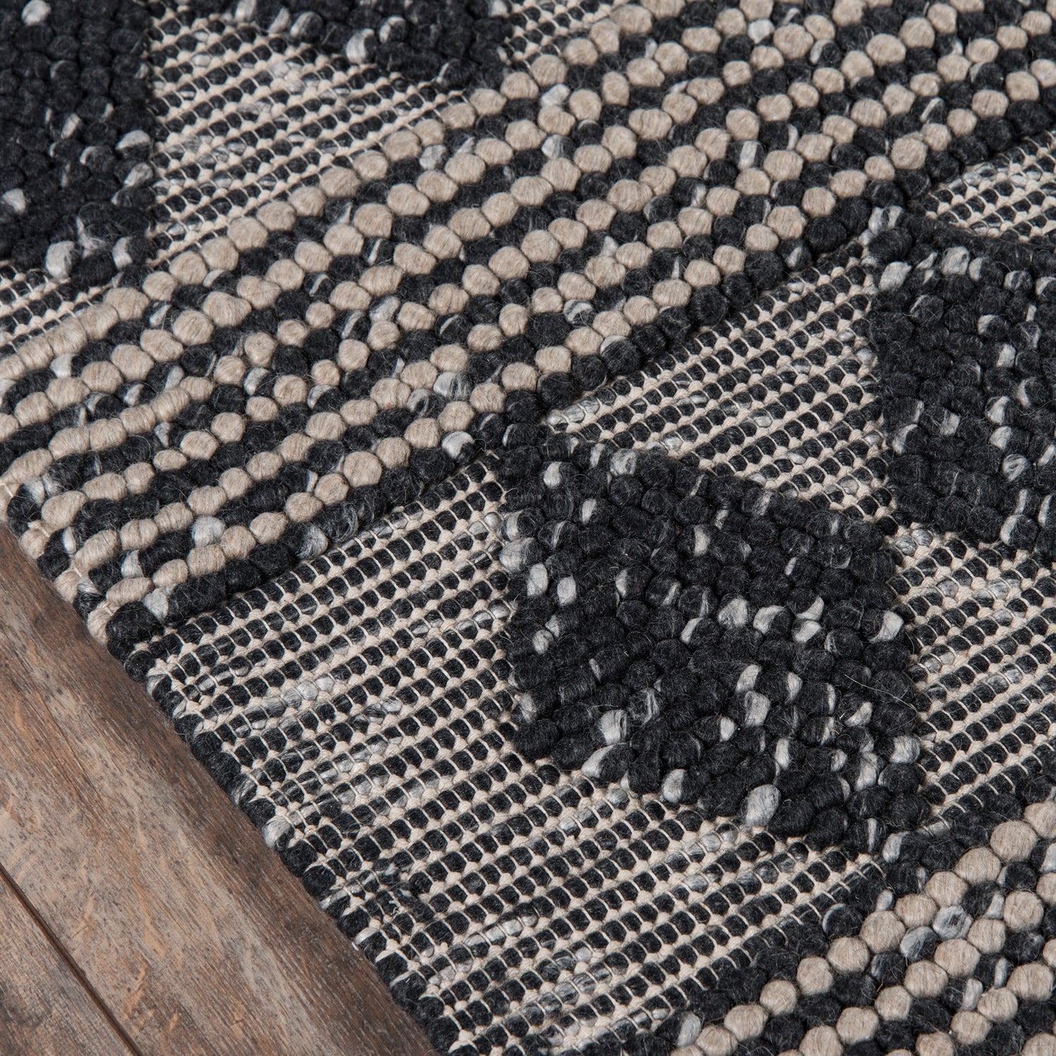 Aditya Check Hand Woven Rug - Paynes Gray
