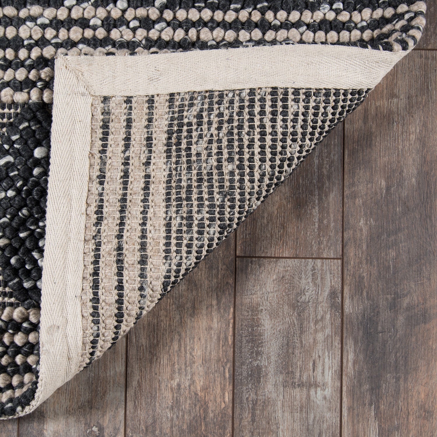 Aditya Check Hand Woven Rug - Paynes Gray
