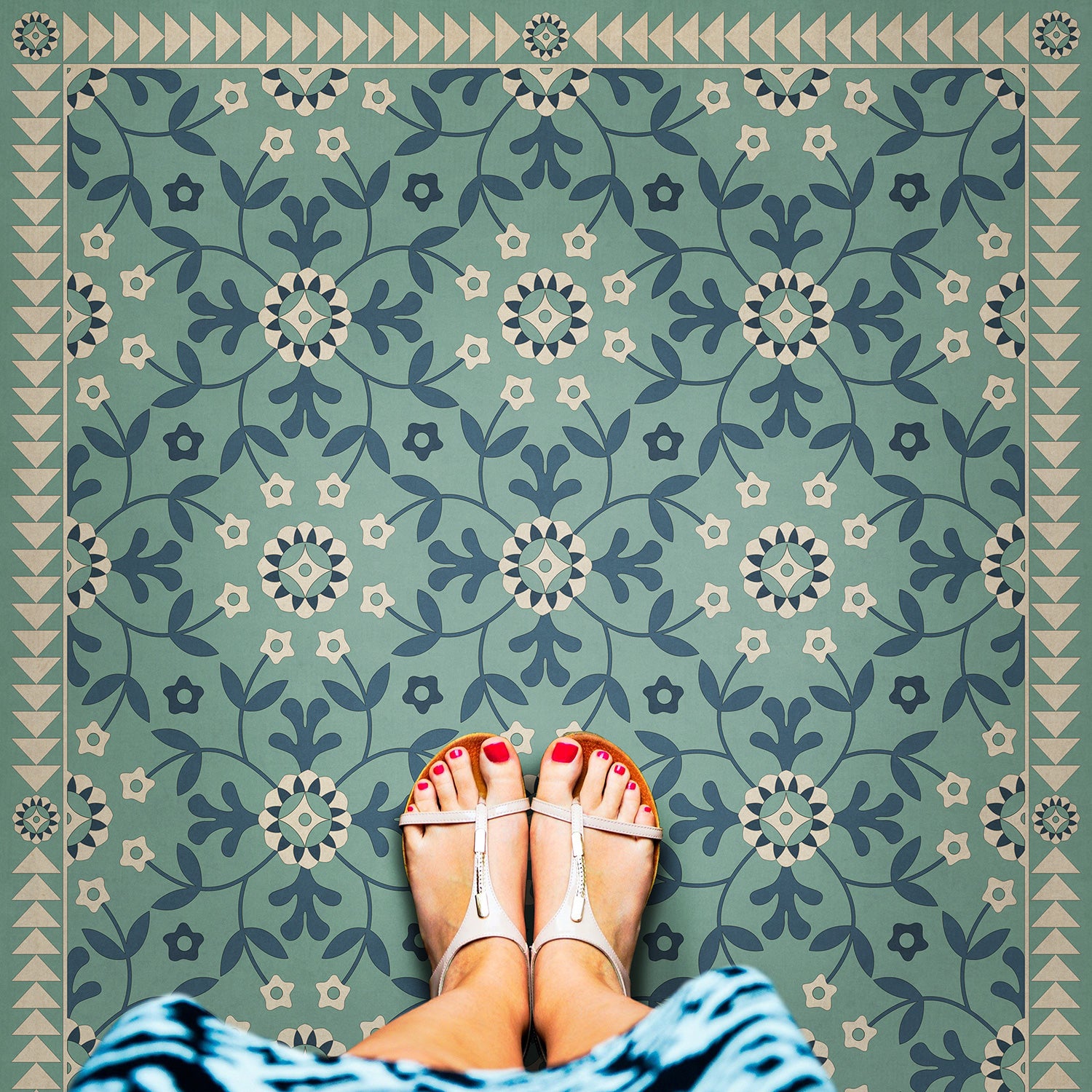 Whig Rose - Life is a Journey Vinyl Floorcloth