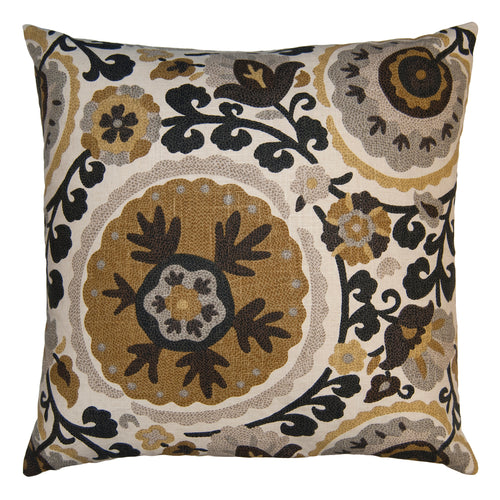 Square Feathers Autumn Floral Throw Pillow