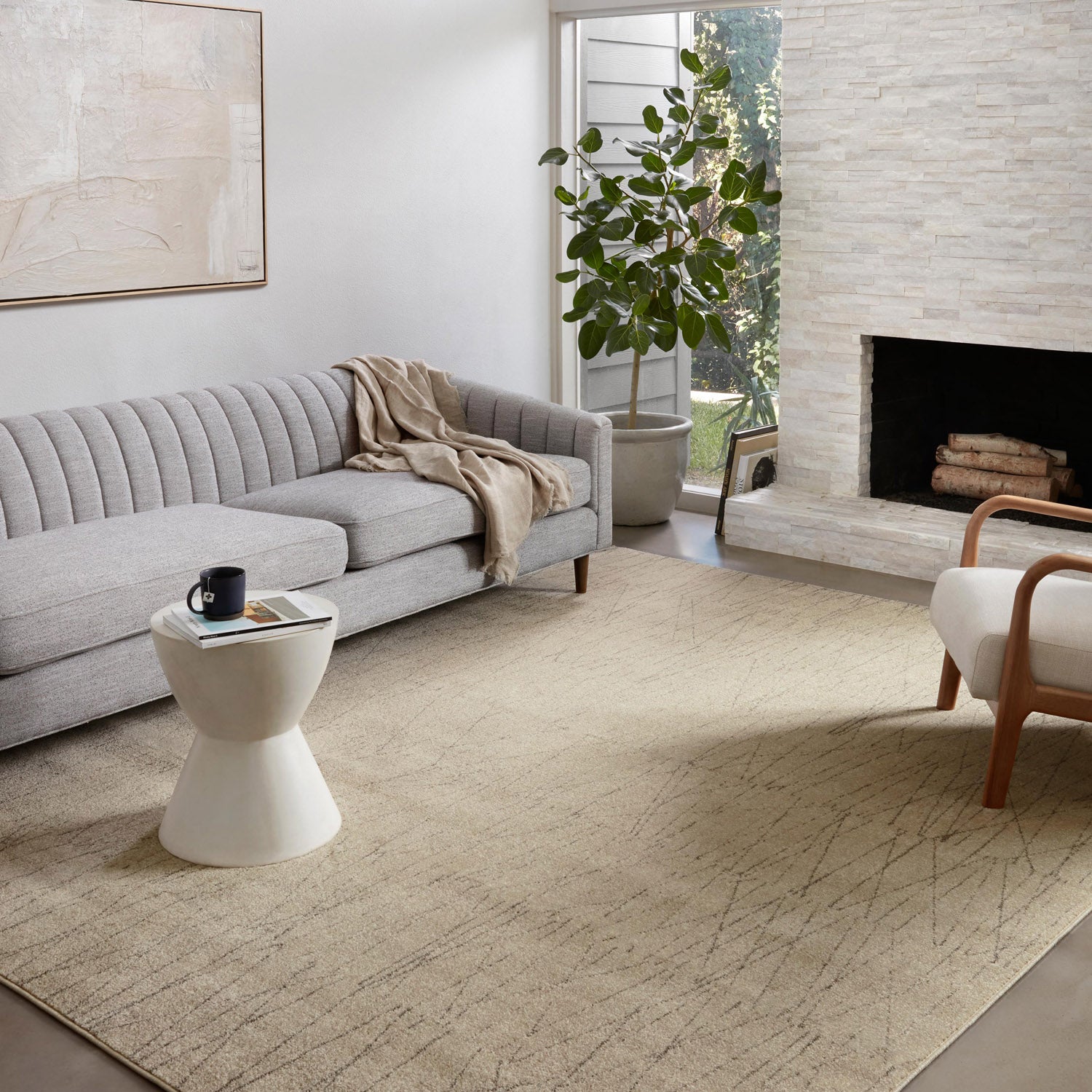 Loloi Bowery Beige/Pepper Power Loomed Rug