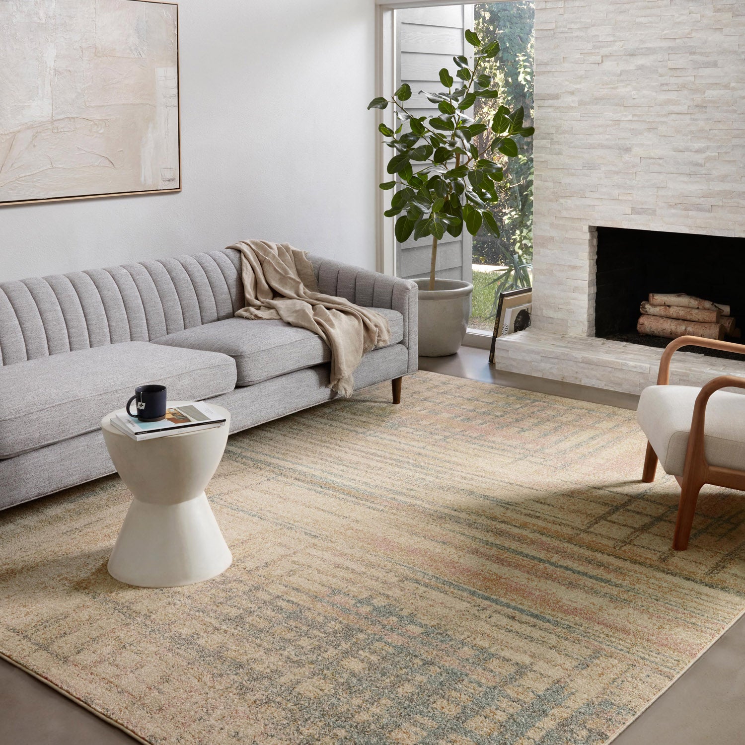 Loloi Bowery Beige/Multi Power Loomed Rug