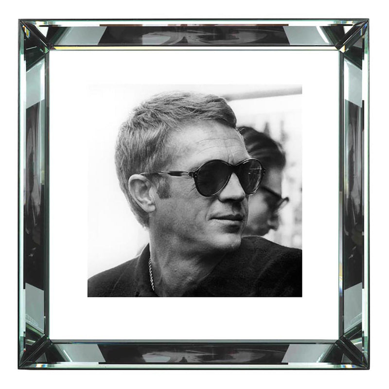 Worlds Away Steve McQueen Mirrored Framed Art - Final Sale