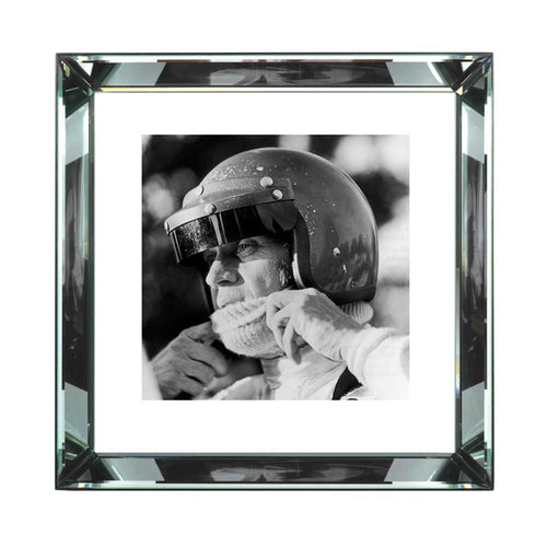 Worlds Away Steve McQueen Racing Mirrored Framed Art