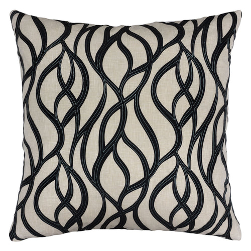 Square Feathers Black Vines Throw Pillow