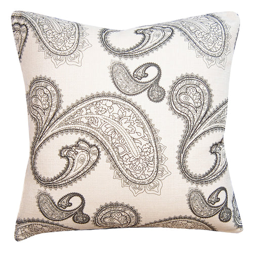 Square Feathers Black and White Paisley Throw Pillow