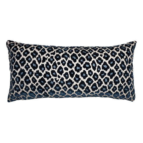 Square Feathers Blue Cheetah Throw Pillow