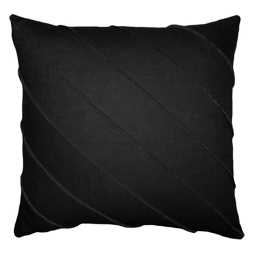 Square Feathers Briar Hue Linen Black Throw Pillow