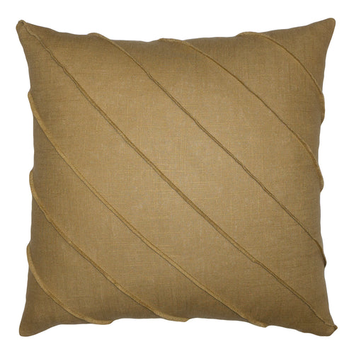 Square Feathers Briar Hue Linen Gold Throw Pillow