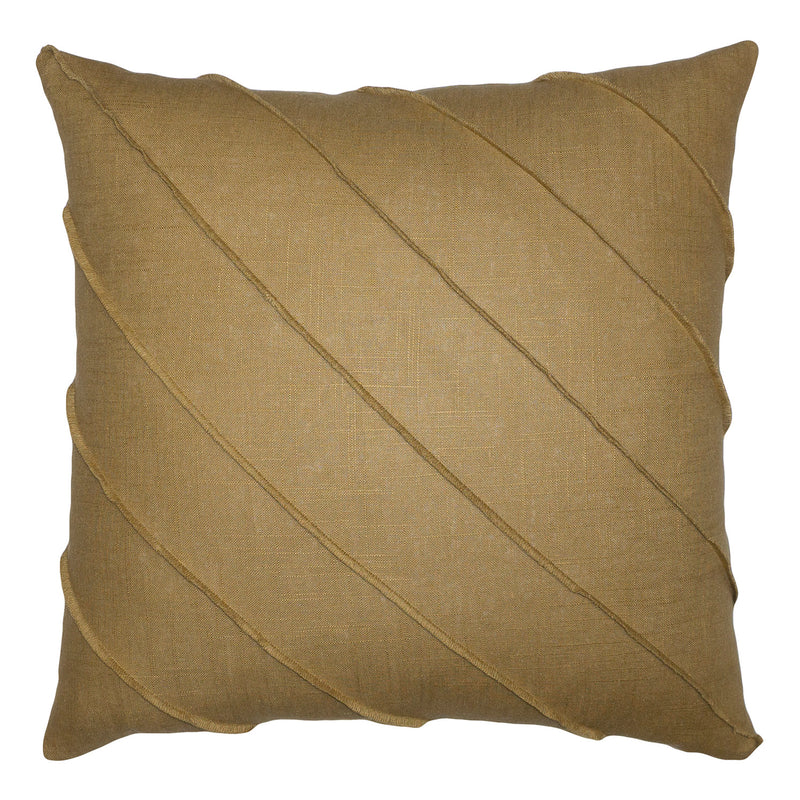 Square Feathers Briar Hue Linen Gold Throw Pillow