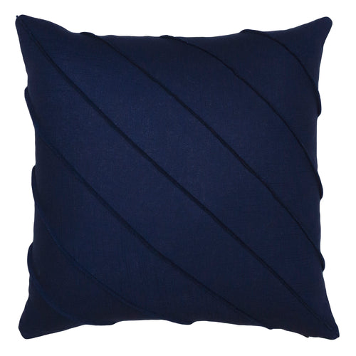 Square Feathers Briar Hue Linen Navy Throw Pillow