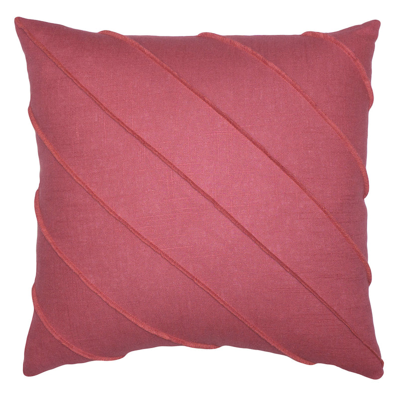 Square Feathers Briar Hue Linen Pink Throw Pillow