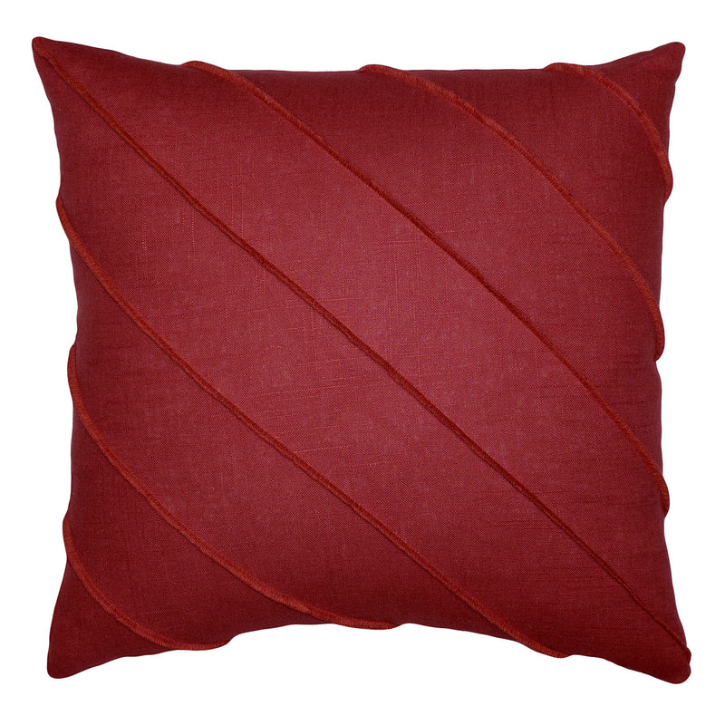 Square Feathers Briar Hue Linen Red Throw Pillow
