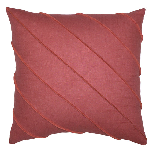 Square Feathers Briar Hue Linen Rose Throw Pillow