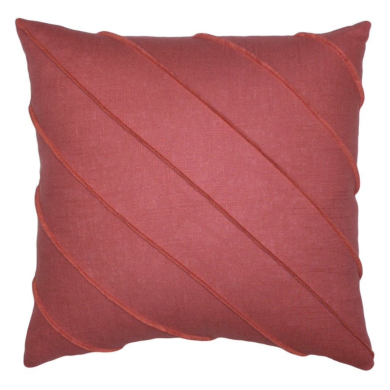 Square Feathers Briar Hue Linen Rose Throw Pillow