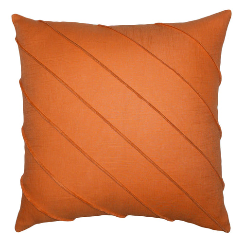 Square Feathers Briar Hue Linen Tangerine Throw Pillow
