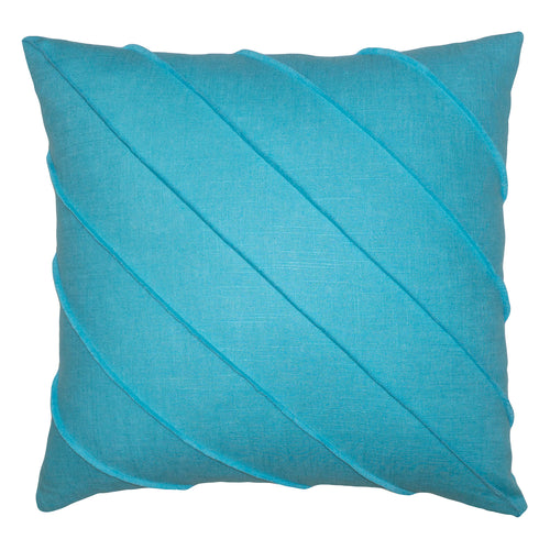 Square Feathers Briar Hue Linen Turquoise Throw Pillow