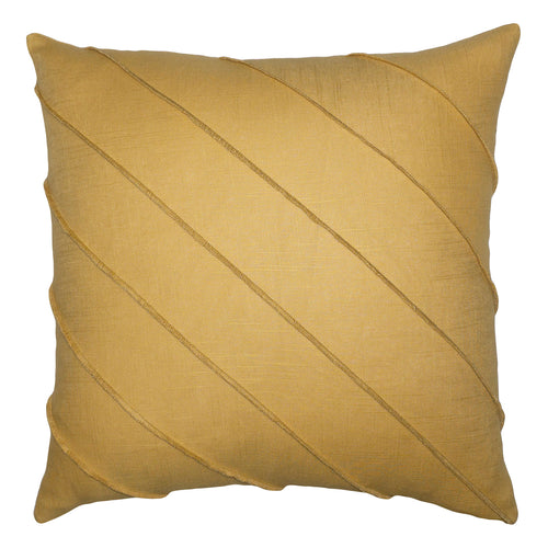 Square Feathers Briar Hue Linen Yellow Throw Pillow