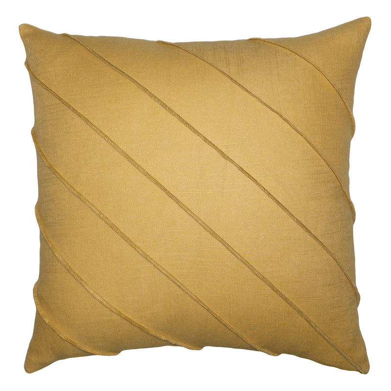 Square Feathers Briar Hue Linen Yellow Throw Pillow