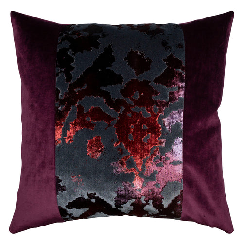 Square Feathers Bursted Berry Band Throw Pillow