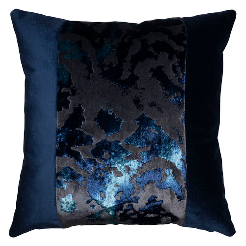 Square Feathers Bursted Blue Band Throw Pillow