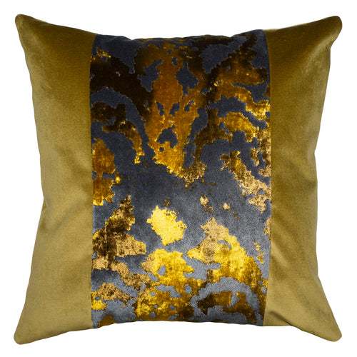 Square Feathers Bursted Gold Band Throw Pillow