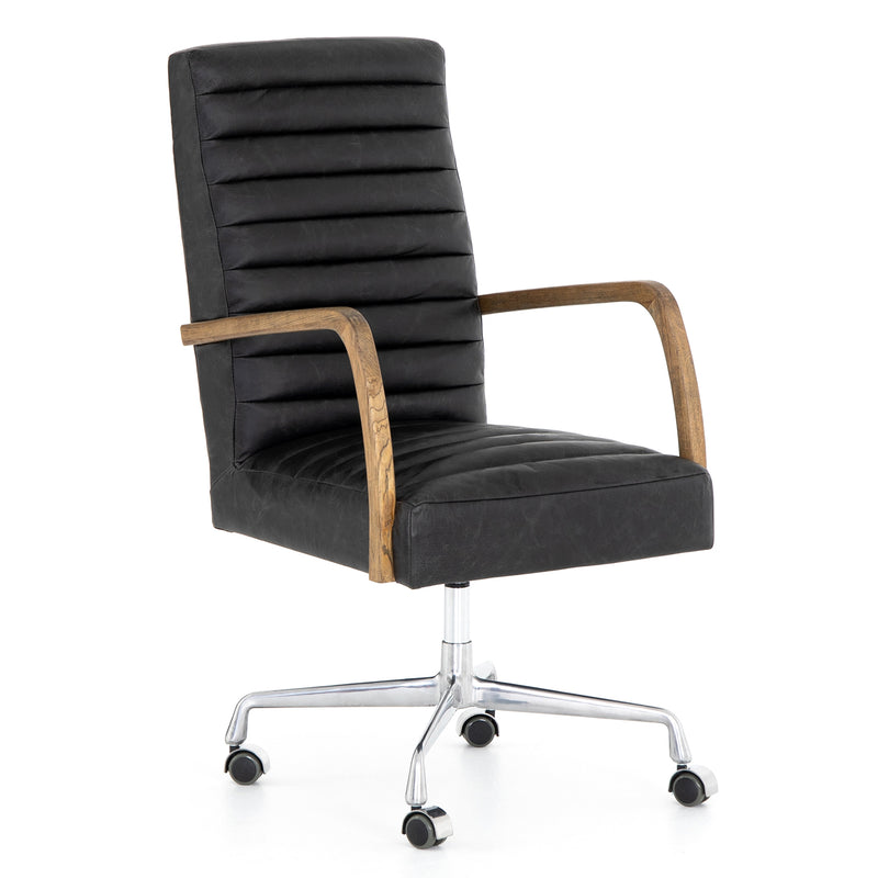 Four Hands Bryson Channeled Desk Chair Paynes Gray