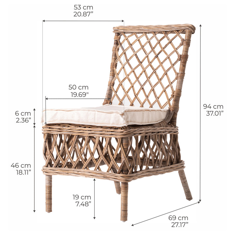 Dorchester Aristocrat Wicker Side Chair Set of 2