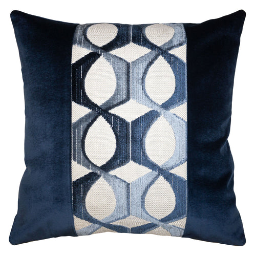 Square Feathers Catena Blue Band Throw Pillow