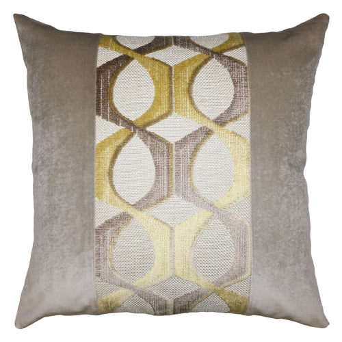 Square Feathers Catena Yellow Band Asphalt Throw Pillow