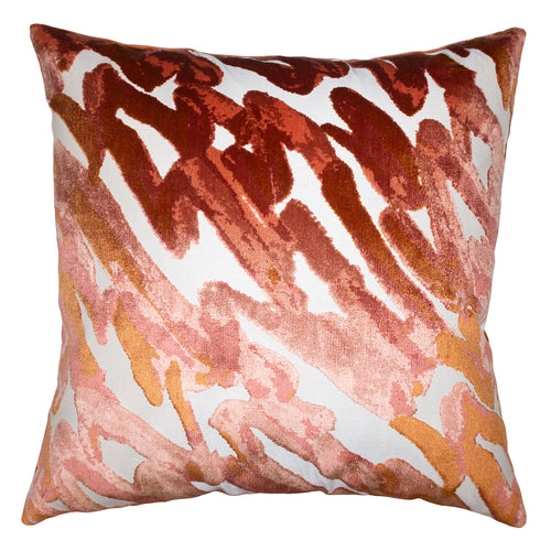 Square Feathers Cosmic Coral Throw Pillow