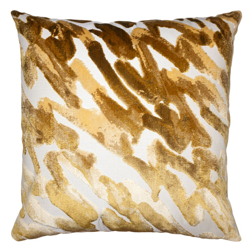 Square Feathers Cosmic Gold Throw Pillow