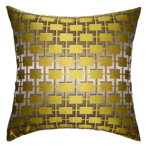 Square Feathers Deadend Citron Throw Pillow