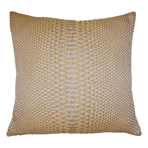 Square Feathers D'Or Metallic Throw Pillow