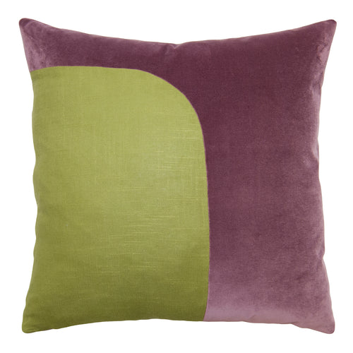 Square Feathers Felix Orchid Apple Green Throw Pillow