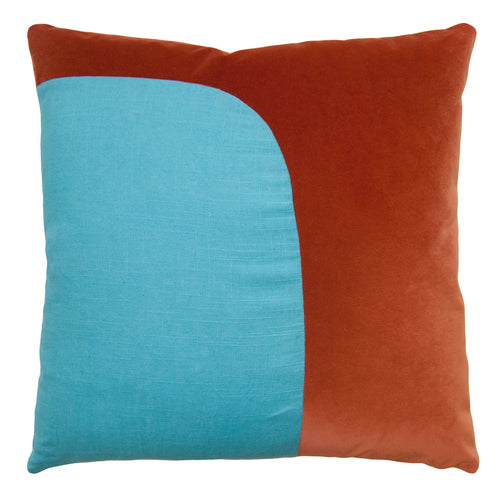 Square Feathers Felix Shrimp Turquoise Throw Pillow