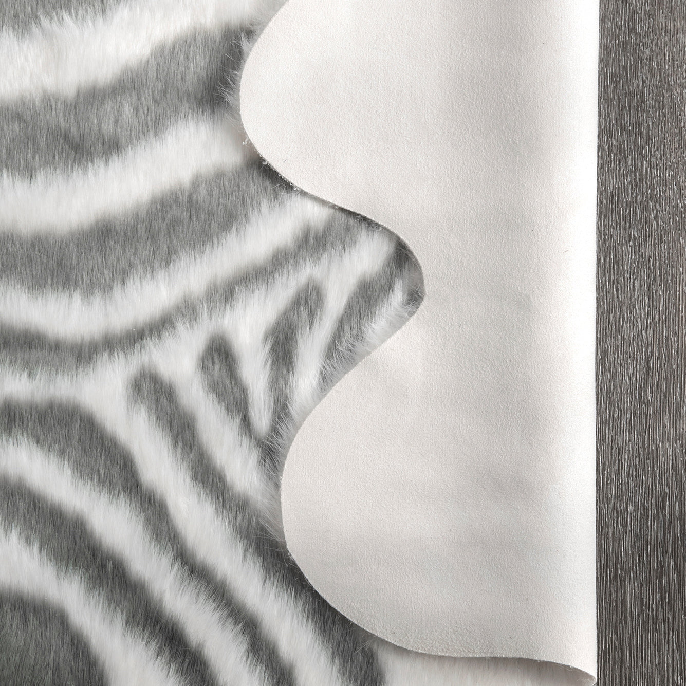 Zebra Faux Rawhide Rug – Paynes Gray
